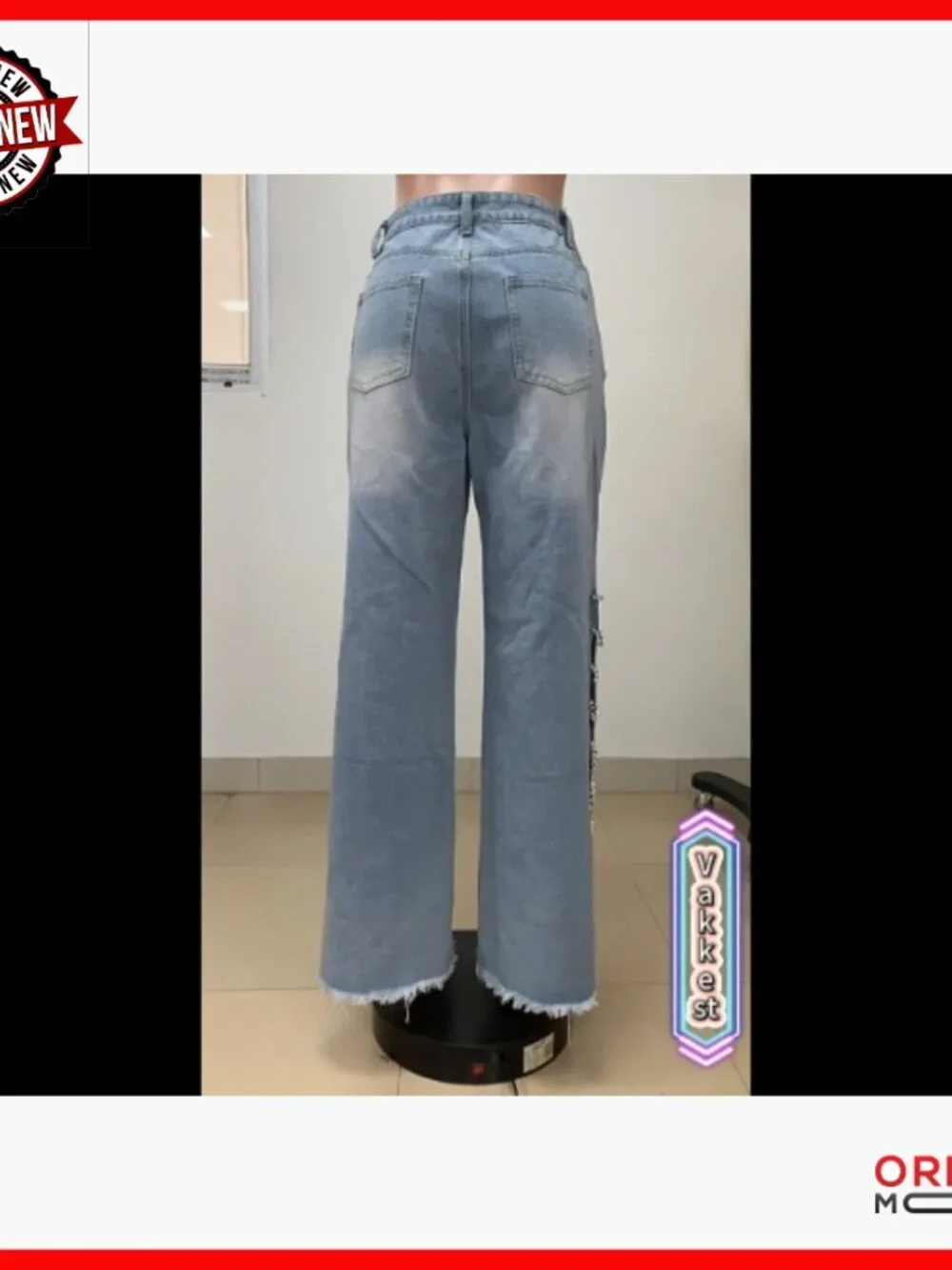 High Waist Rhinestone Jeans Diamond Lace Up Hollow Out Split Denim Pants Fringe